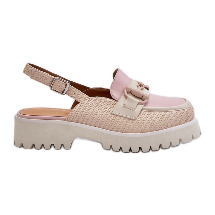 S.Barski Sandalias De Mujer Tacón Plano Con Decoración Beige D&amp;A MR38-656