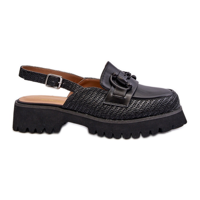 S.Barski Sandalias De Mujer Tacón Plano Con Decoración Negro D&A MR38-656 S.Barski Sandalias De Mujer Tacón Plano Con Decoración Negro D&A MR38-656