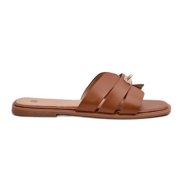 Chanclas Planas de Mujer con Adorno Kavinia Camel marrón Chanclas Planas de Mujer con Adorno Kavinia Camel marrón