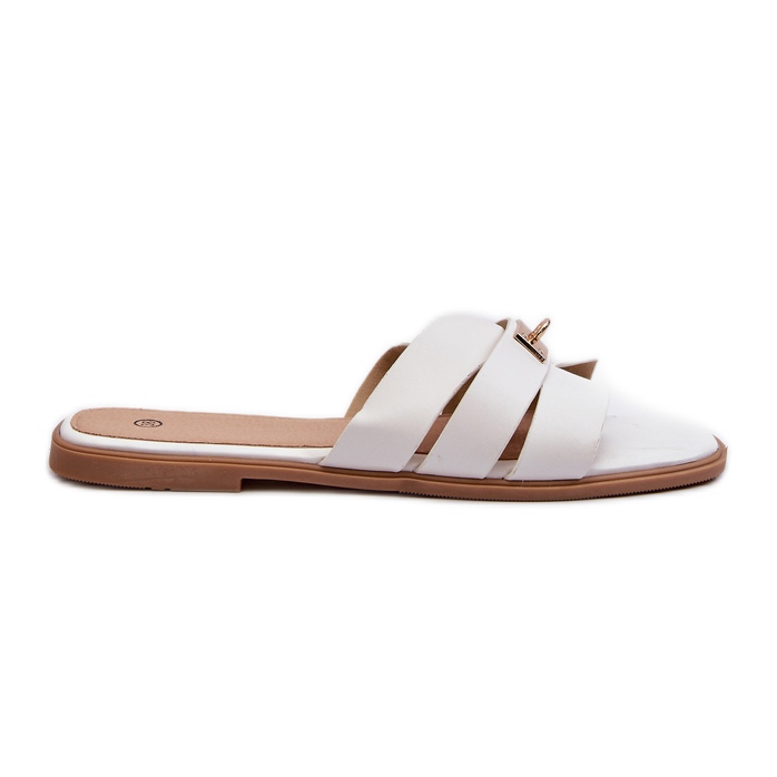 Chanclas Planas De Mujer Con Adorno Blanco Kavinia