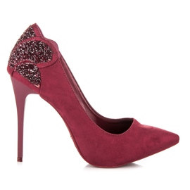 Vices Tacones granates con cristales rojo