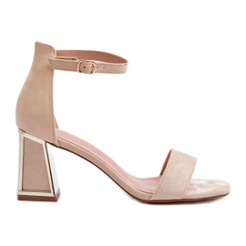 Sandalias de ante con tacón alto Beige Pholia