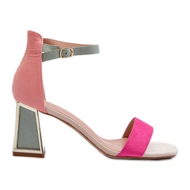 Sandalias Pholia de ante fucsia con tacón alto multicolor Sandalias Pholia de ante fucsia con tacón alto multicolor