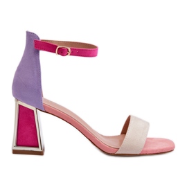 Sandalias de ante con tacón alto, Pink Pholia multicolor Sandalias de ante con tacón alto, Pink Pholia multicolor