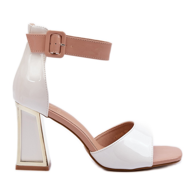 Sandalias Lacadas Tacón Alto Blanco Adrianu