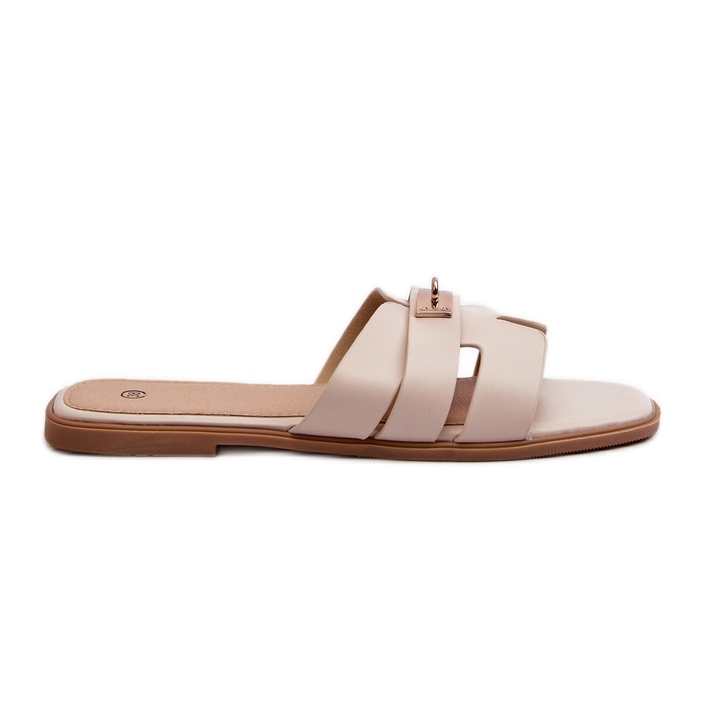 Chanclas Planas De Mujer Con Adorno Beige Kavinia