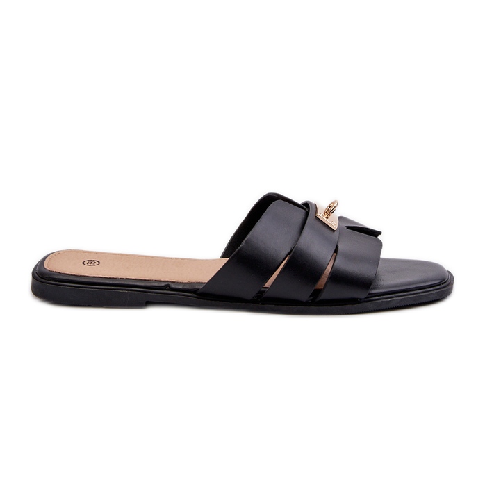 Chanclas Planas Para Mujer Con Adorno Negro Kavinia