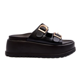 Chanclas de mujer con plataforma enorme negro Miilena