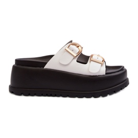 Chanclas De Mujer Con Plataforma Enorme, Blanco Mililena