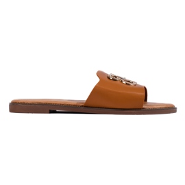Chanclas planas de mujer camel marrón