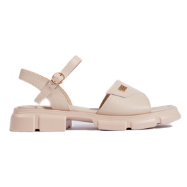 Goodin Sandalias mujer cómodas piel beige