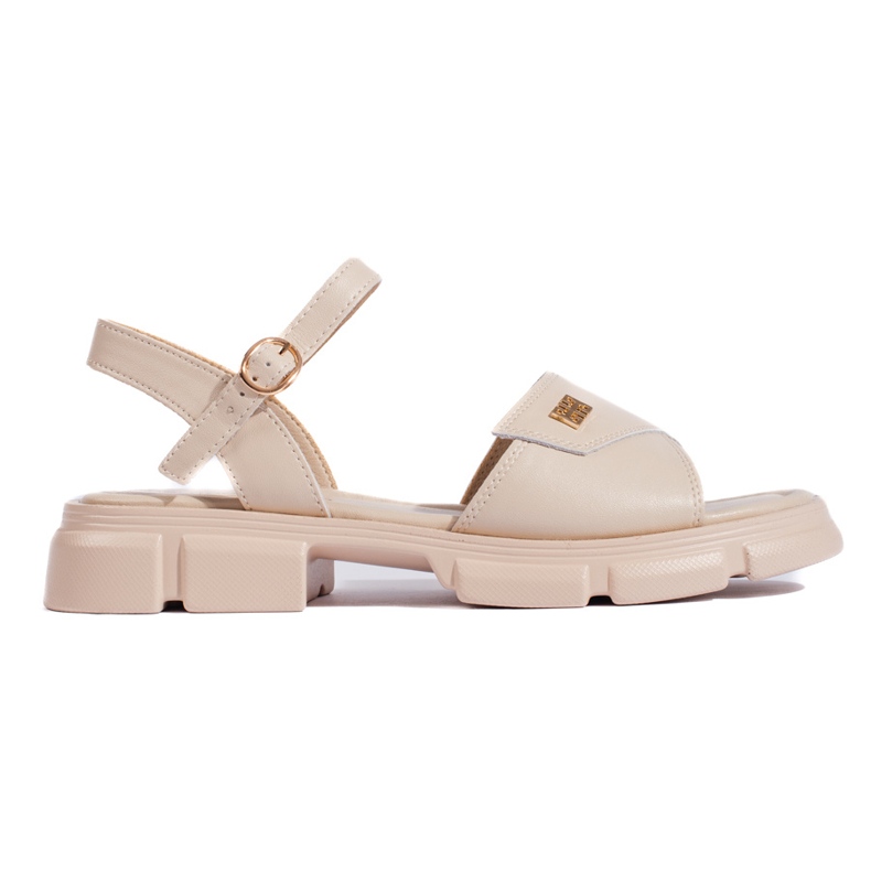 Goodin Sandalias mujer cómodas piel beige