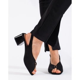 Goodin Elegantes sandalias negras de tacón negro