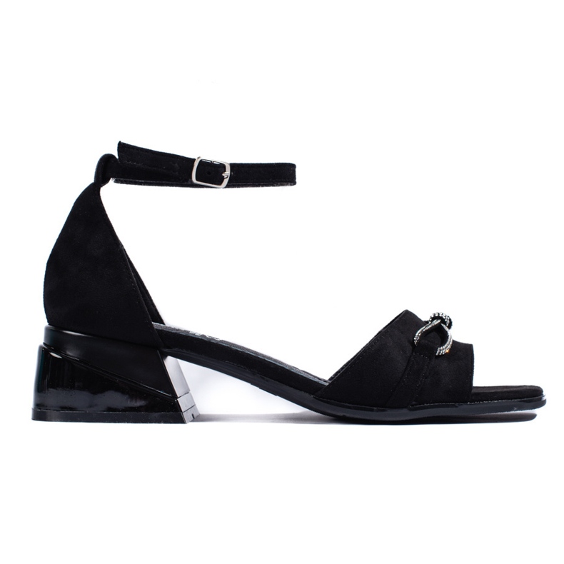 Goodin Sandalias de ante negro con tacón bajo.