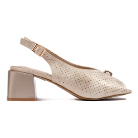 Goodin Elegantes sandalias doradas de tacón dorado