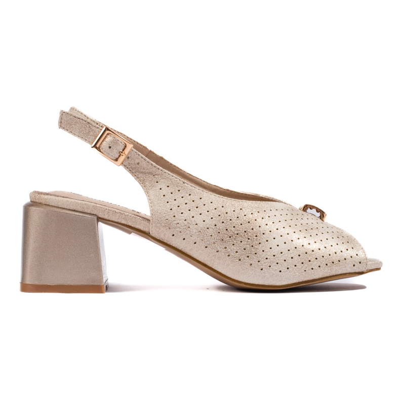 Goodin Elegantes sandalias doradas de tacón dorado