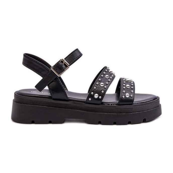 Sandalias Mujer Decoradas Piel Ecológica Negro Arcida