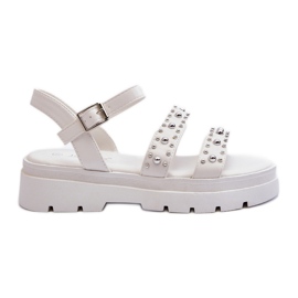 Sandalias Mujer Decoradas Piel Ecológica Blanco Arcida