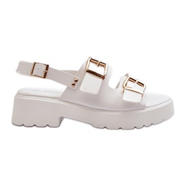 Sandalias Mujer Con Hebillas Piel Ecológica Blanco Konanttia