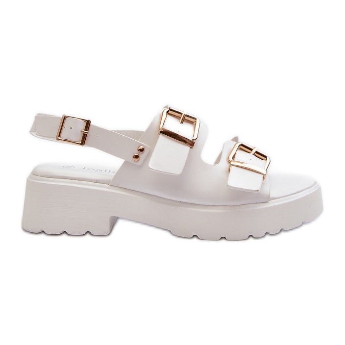 Sandalias Mujer Con Hebillas Piel Ecológica Blanco Konanttia