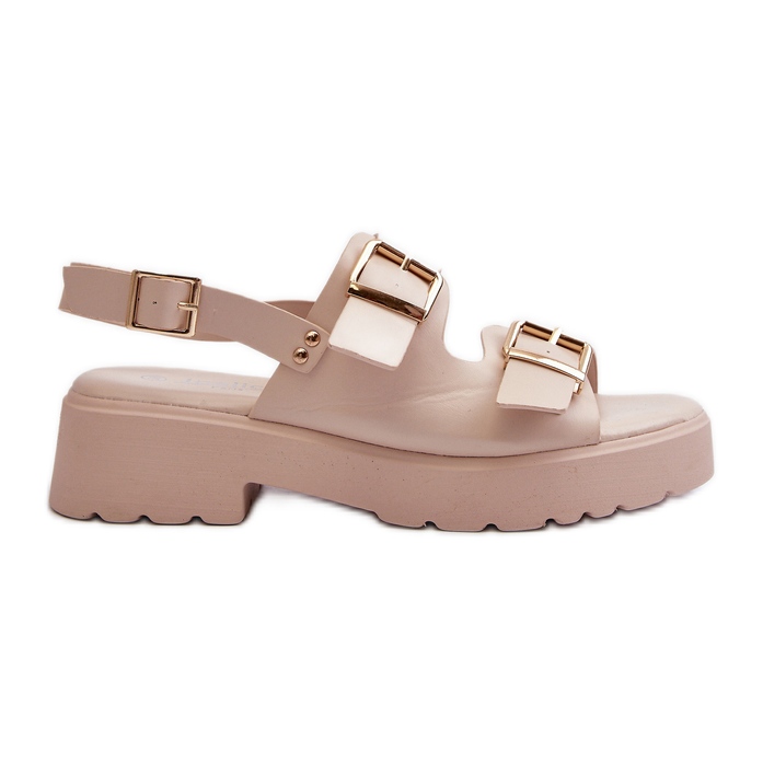 Sandalias Mujer Con Hebillas Piel Ecológica Beige Konanttia