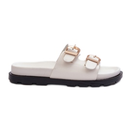 Chanclas Mujer Piel Ecológica Con Hebillas Blanco Valmira