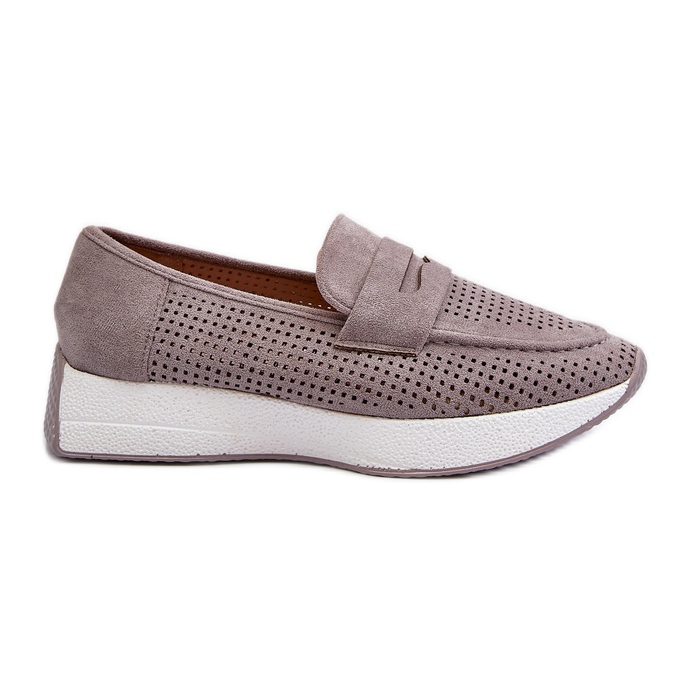 Mocasines Mujer Ante Eco Plataforma Gris Inesqua