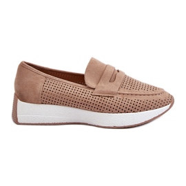 Mocasines Plataforma Beige Ante Ecológico Mujer de Inesqua