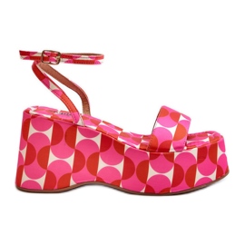 Sandalias Estampadas Con Plataforma Y Cuña Fucsia Wiandia rosado