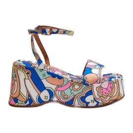 Sandalias Estampadas Con Plataforma Y Cuña Multicolor Wiandia
