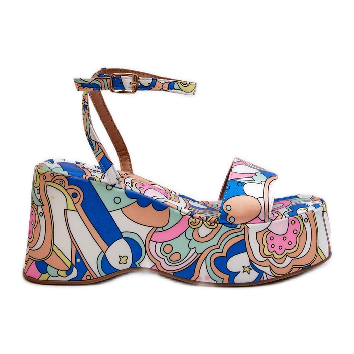 Sandalias Estampadas Con Plataforma Y Cuña Multicolor Wiandia