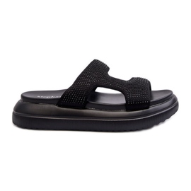 Chanclas decoradas de mujer Jestella negra con plataforma negro