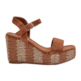 Sandalias de Mujer con Cuña y Trenzado Camel Reviala marrón
