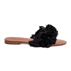 Chanclas Planas De Mujer Con Flecos, Negro Rialle