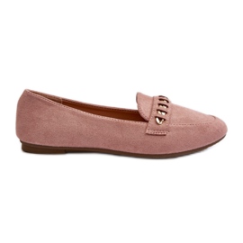Mocasines Mujer Brillantes Con Cadena Aredilla Rosa