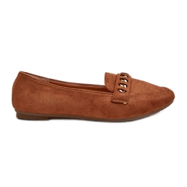 Mocasines Mujer Brillantes Con Cadena Camel Aredilla marrón