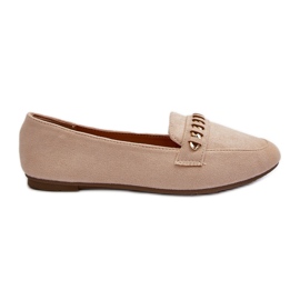 Mocasines Mujer Brillantes Con Cadena Beige Aredilla