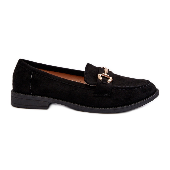 Mocasines De Mujer Tacón Plano Con Decoración, Negro Aviole