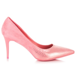 Qinba Tacones de ante rosa