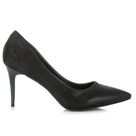 Qinba Tacones de ante negro