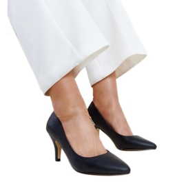 Tacones altos negros con aplicación de piel Hafa.
