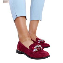 Mocasines burdeos con adornos Dahera rojo