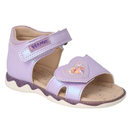 Sandalias infantil befado con aplicación de piel 170P094 violeta con corazón púrpura