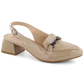 Sandalias de charol de tacón M.Daszyński W SAN36B, beige