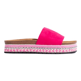 Chanclas plataforma ante fucsia rosa