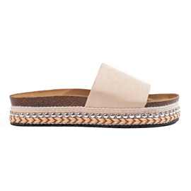 Chanclas plataforma ante beige