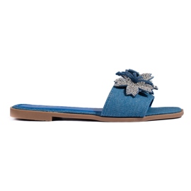 Chanclas de mujer denim con decoración azul
