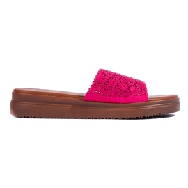 Chanclas de plataforma fucsia para mujer rosado