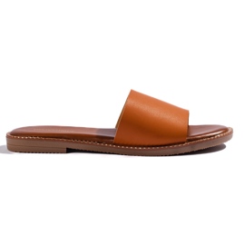 Chanclas planas de mujer camel marrón
