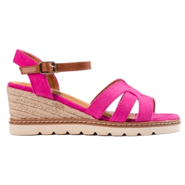 Sandalias cuña mujer rosa